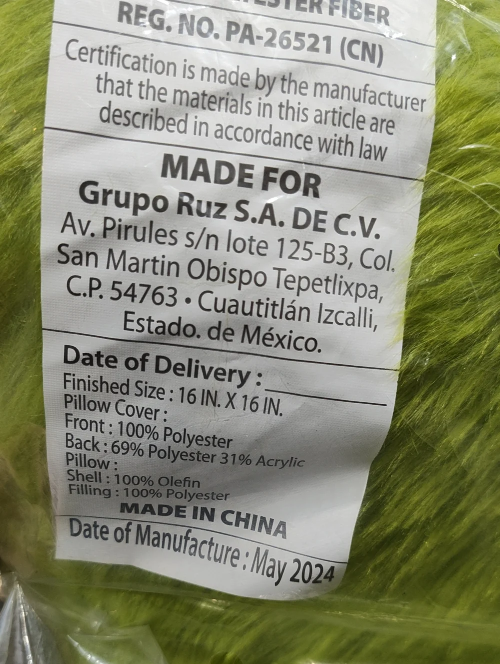 Plush Green Grinch Face Decorative Pillow - Unbranded, Brand New With Tags